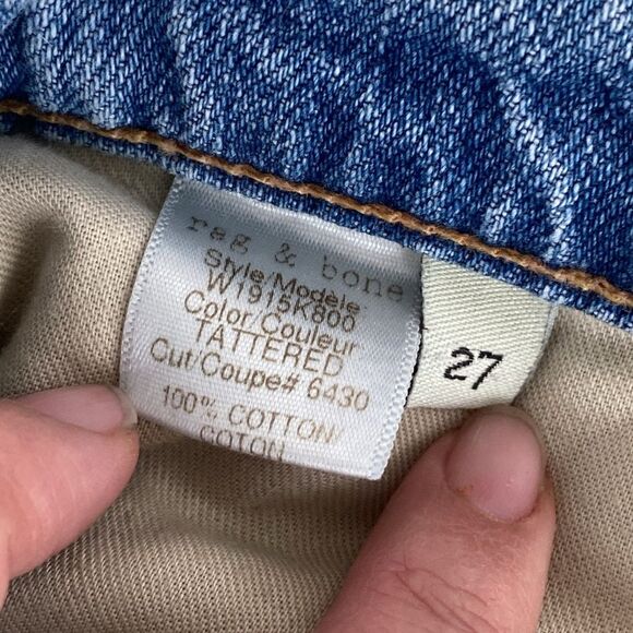 Rag & Bone Distressed Blue Denim Shorts Rolled Up Hem sz 27 Boho, Beach, Coastal - Picture 5 of 6